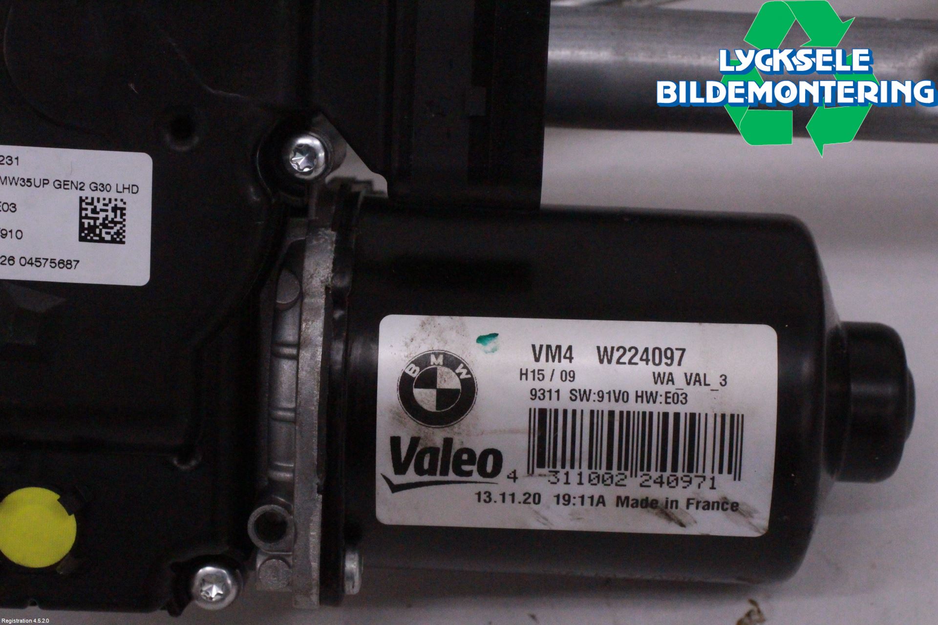 BMW 5 G30/G31/F90 17-23 Torkarmekanism Vindruta
