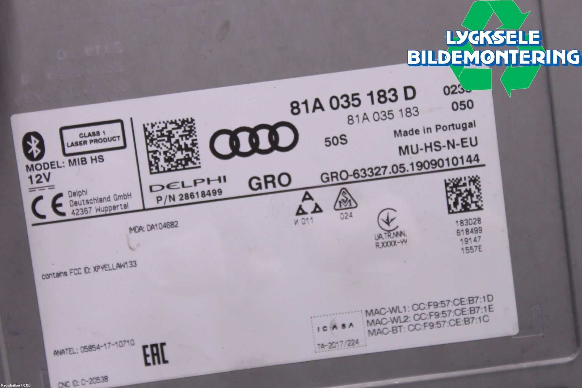 Audi A3/S3 8V 13-20 Cd Radio - Multimediapanel