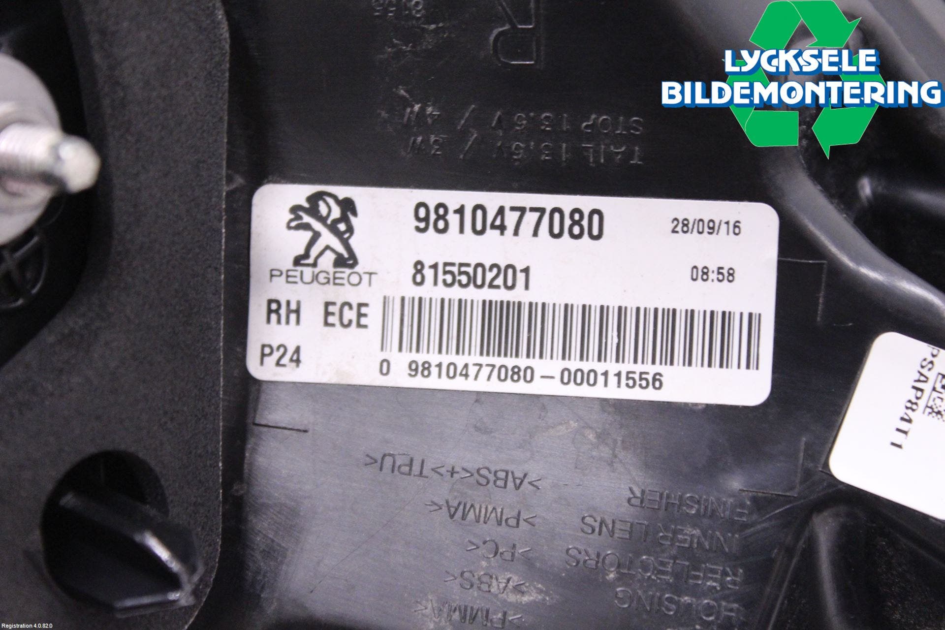 Peugeot 3008 17-24 Bakljus Höger