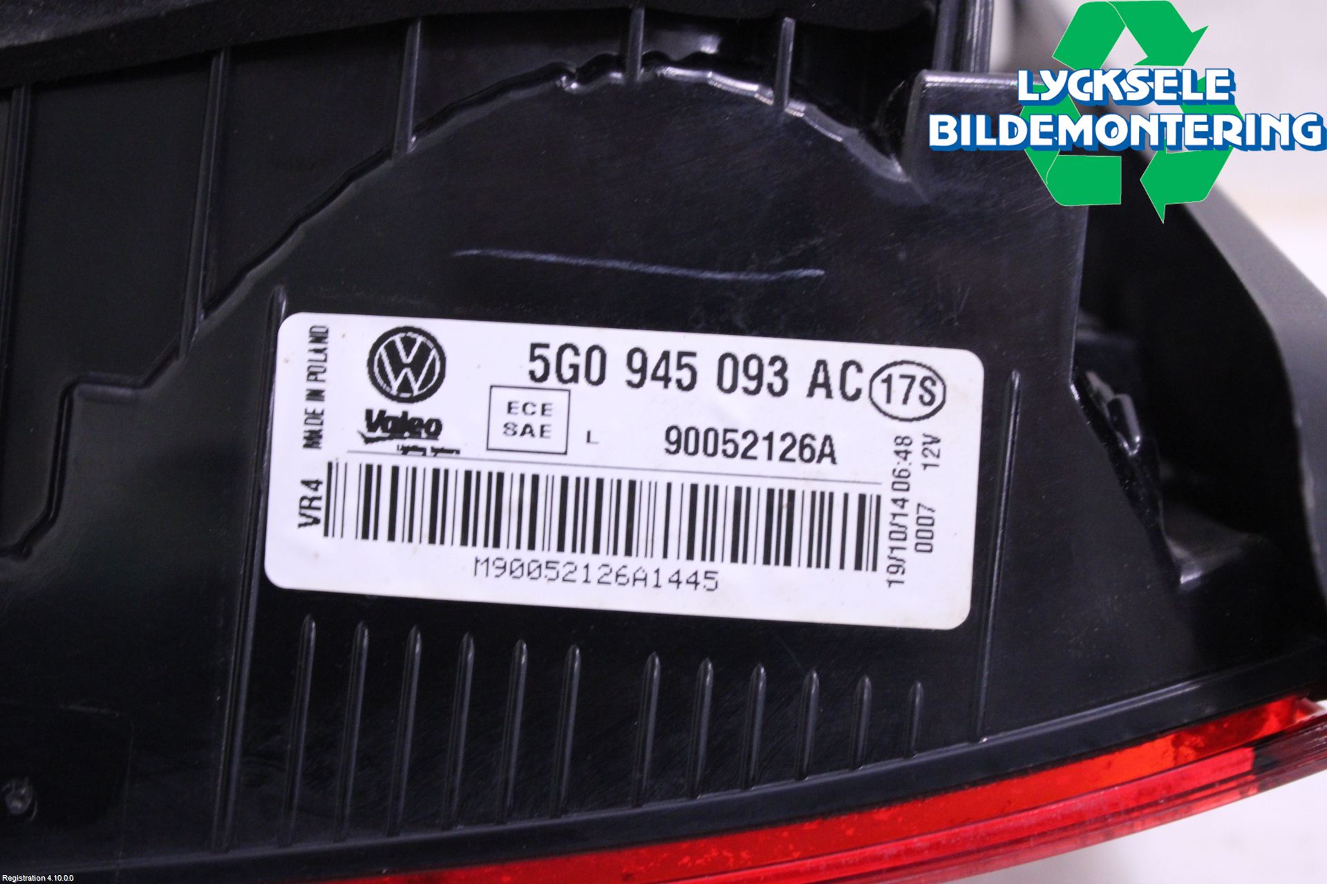 Volkswagen VW GOLF / E-GOLF VII 13-20 Bakljus Lucka Vä