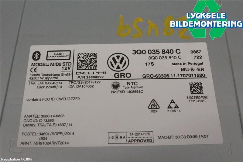 Volkswagen VW PASSAT 15-19 Cd Radio - Multimediapanel