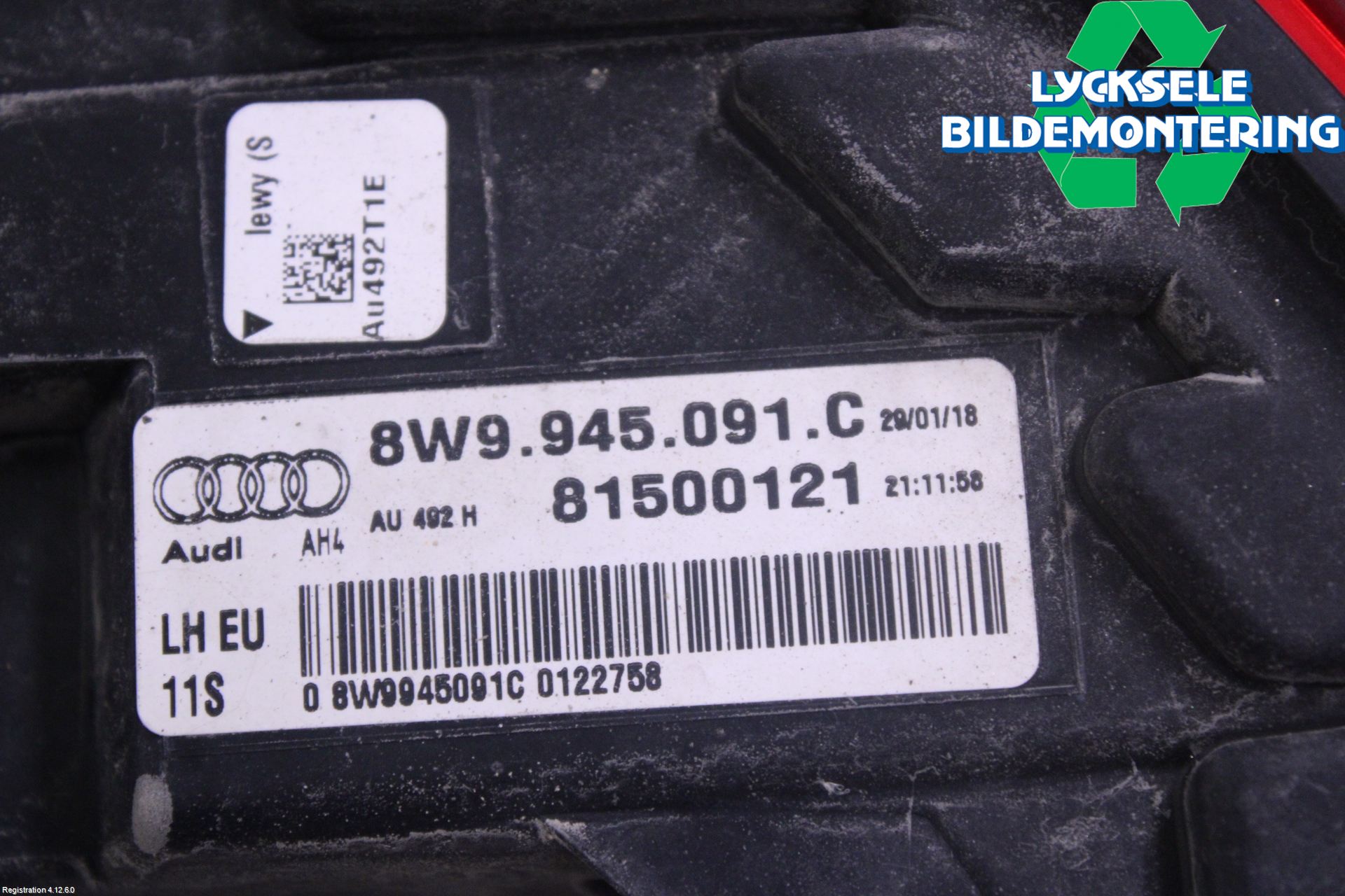 Audi A4/S4 B9 16-19 Bakljus Vänster