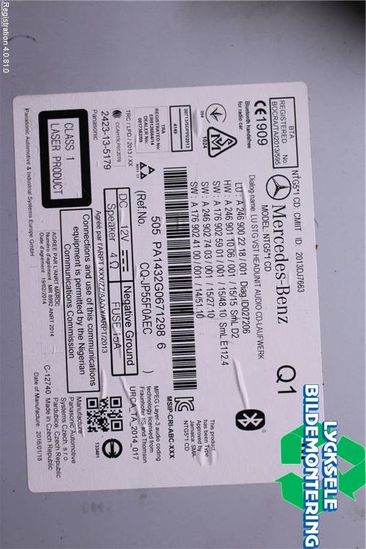 Mercedes-Benz MB CLA-KLASS (C117/X117) 13-19 Cd Radio - Multimediapanel