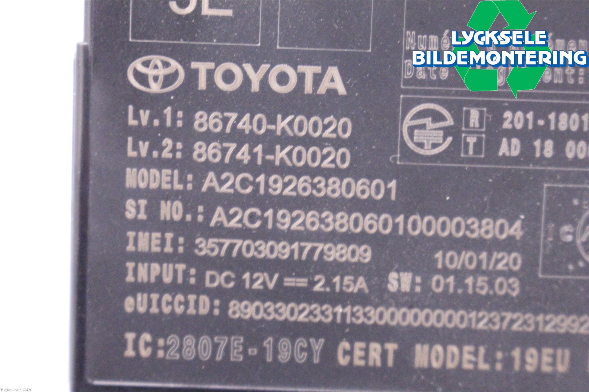 Toyota YARIS XP21 20- Styrenhet Tal