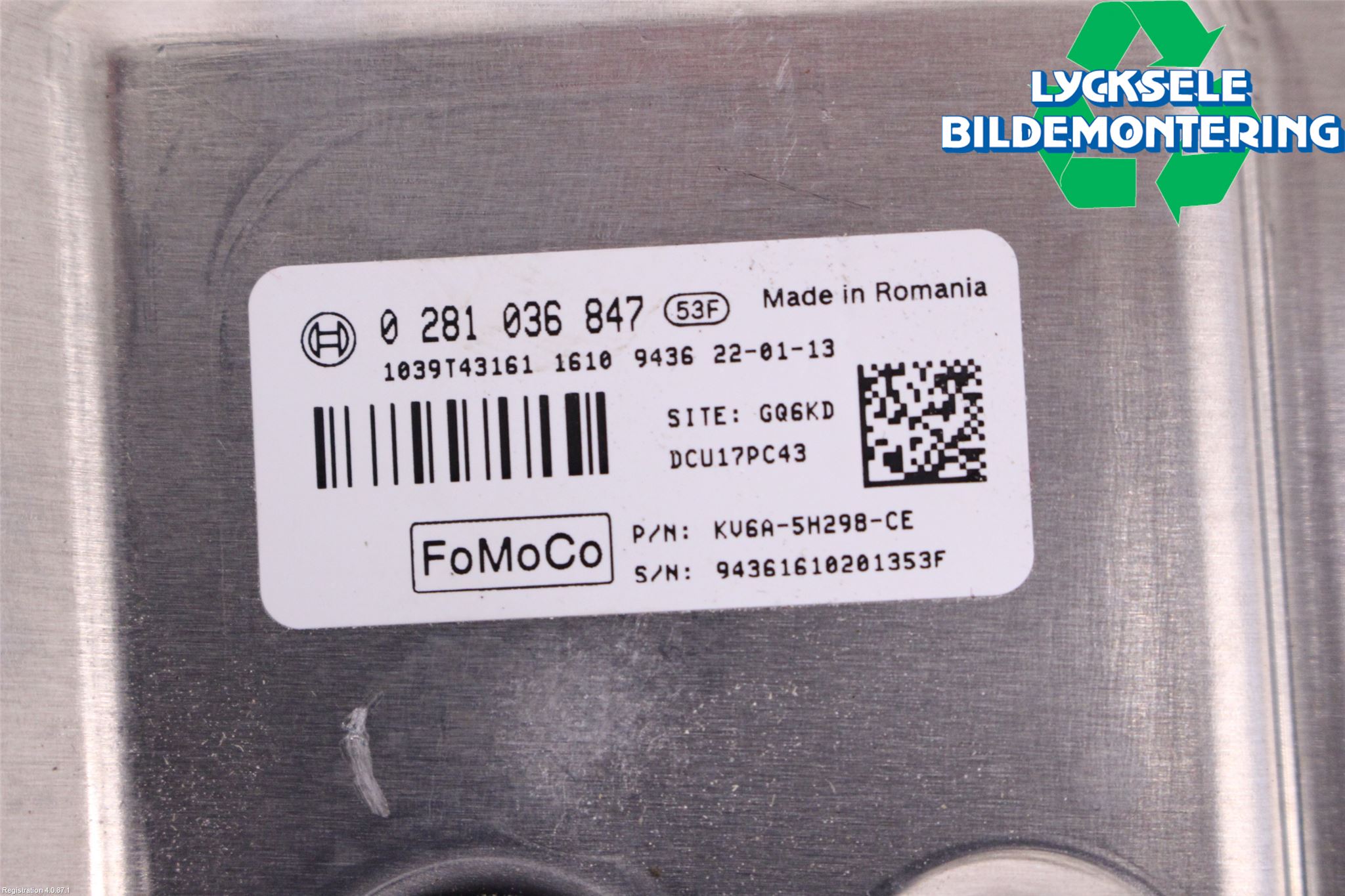 Ford TRANSIT/TOURNEO CUSTOM 13-24 Styrenhet Avgasrening