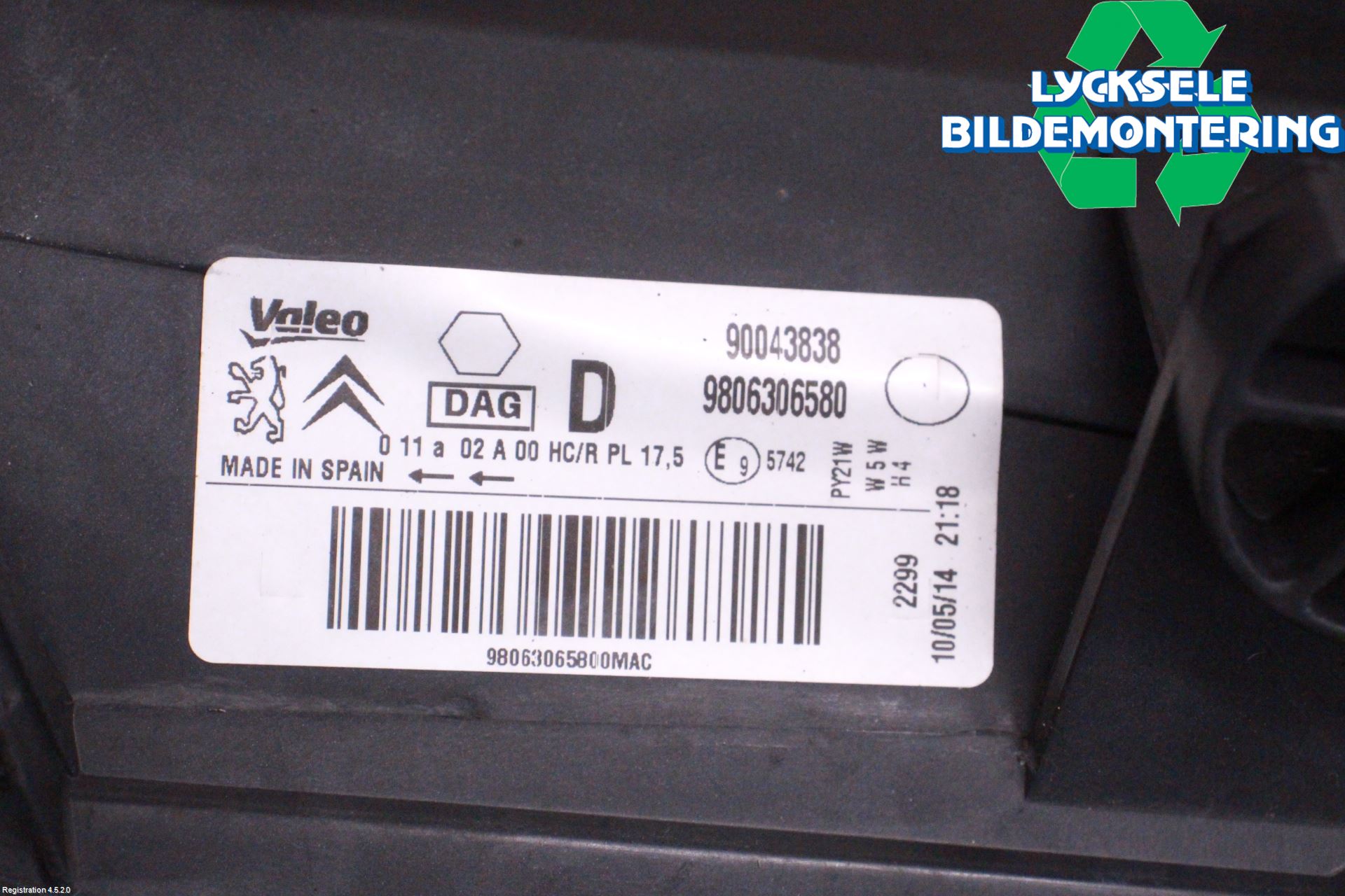 Citroen BERLINGO 08-18 Strålkastare Höger