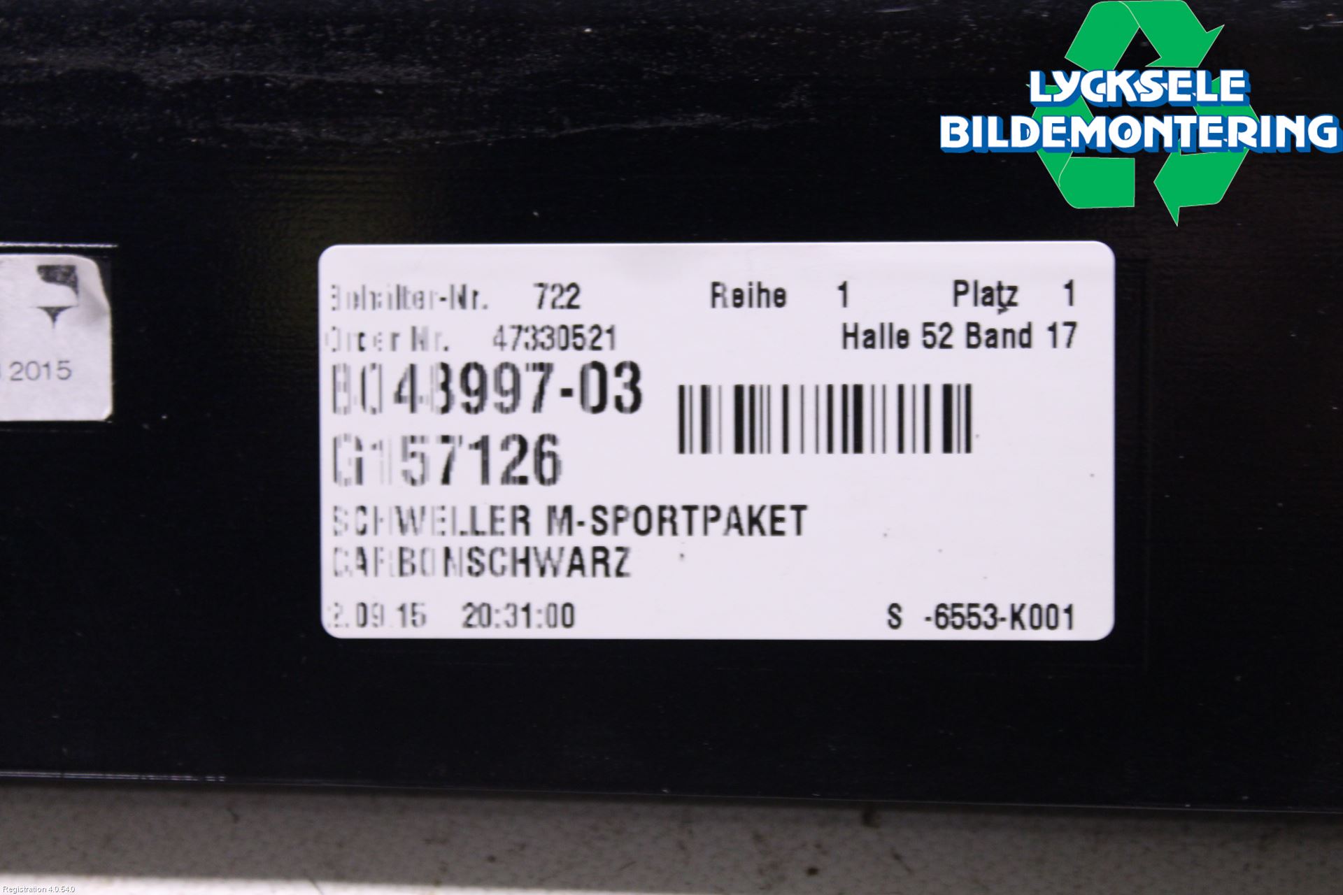 BMW 5 F10/F11/F18 09-17 Sidokjol Vä