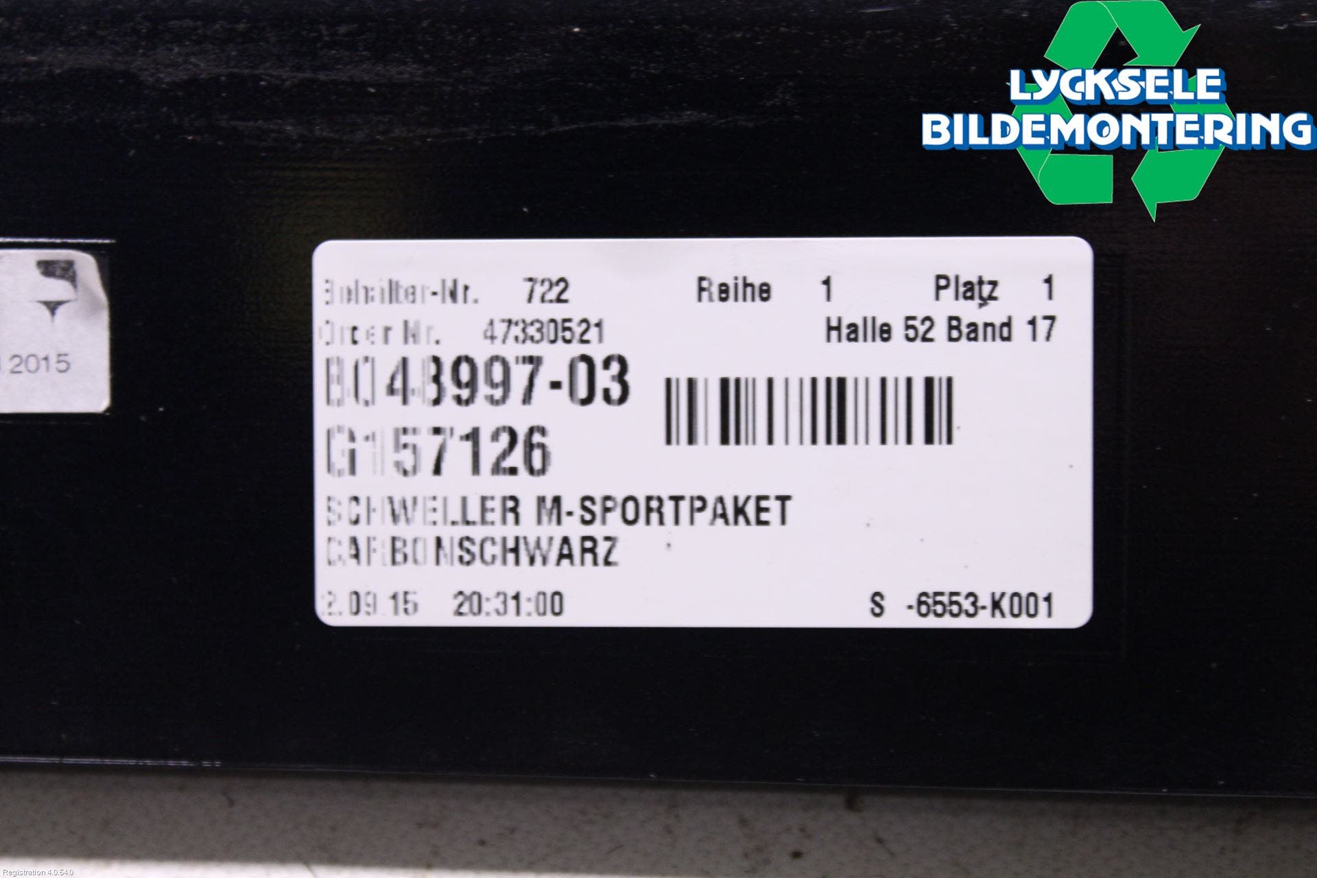 BMW 5 F10/F11/F18 09-17 Sidokjol Vä