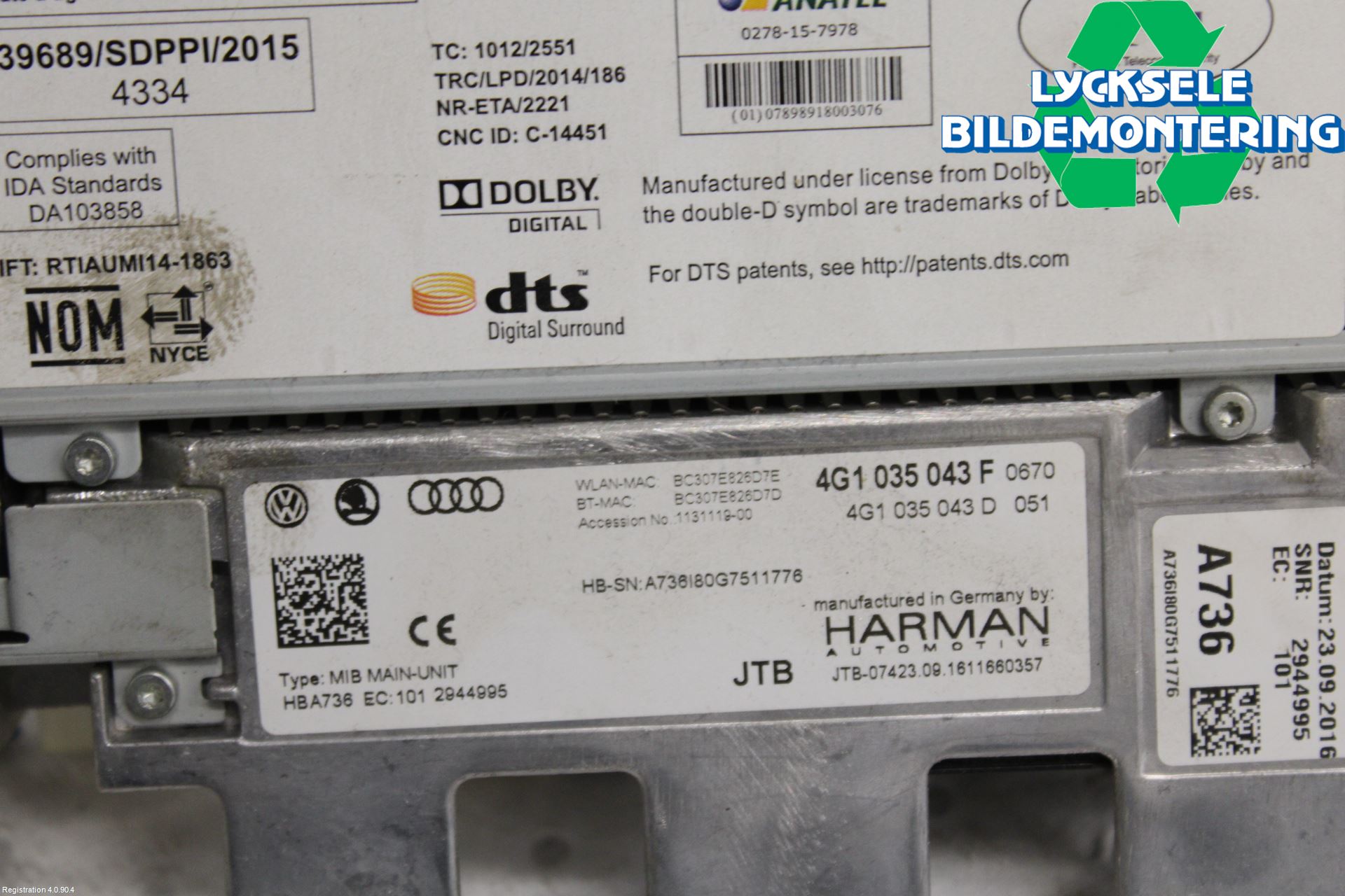 Audi A6 ALLROAD 12-18 Cd Radio - Multimediapanel