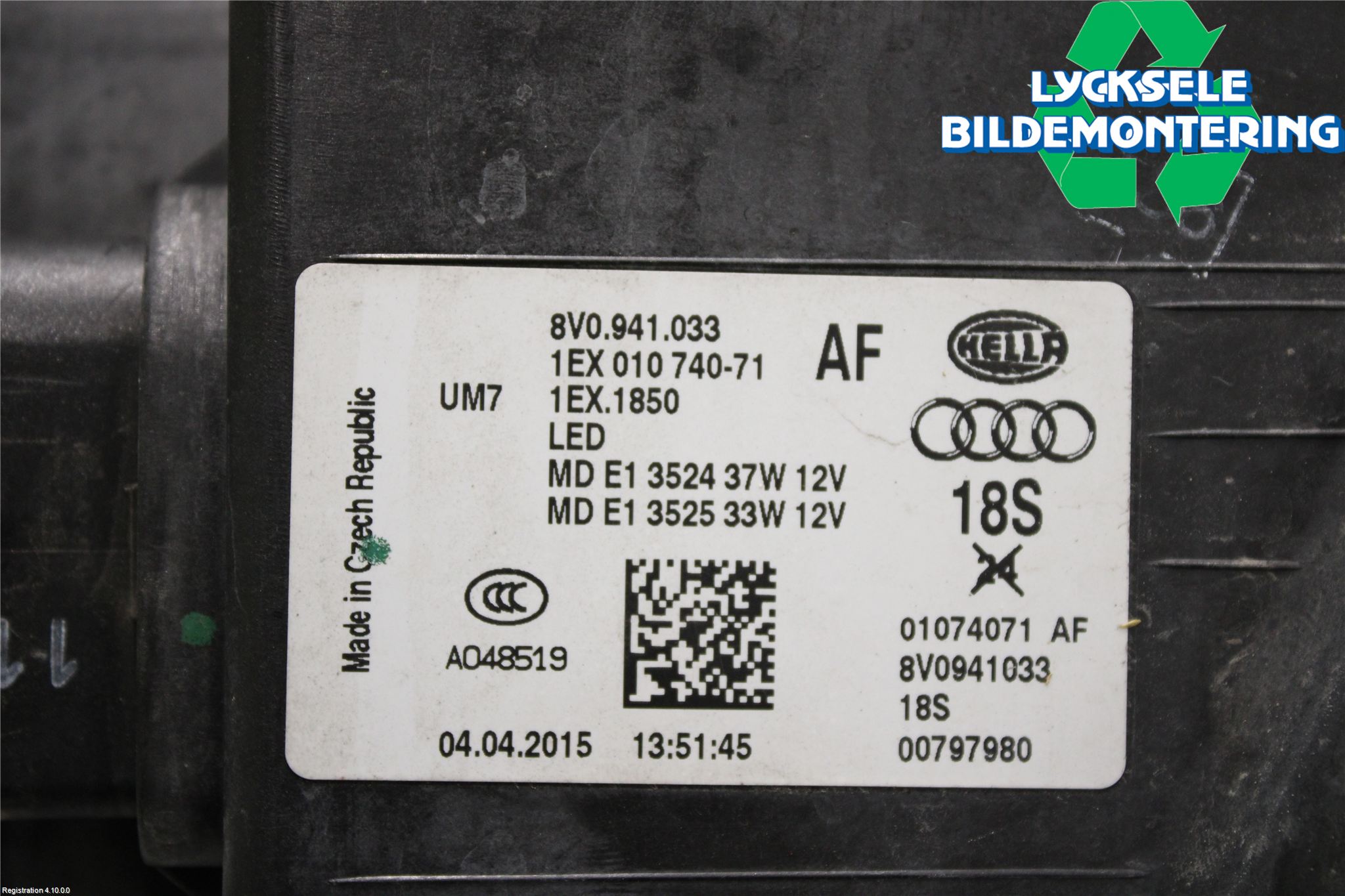 Audi A3/S3 8V 13-20 Strålkastare Vänster