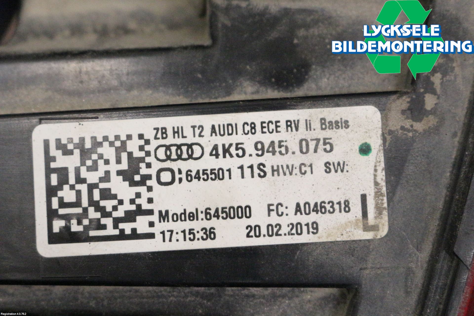 Audi A6 F2/C8 19- Bakljus Lucka Vä