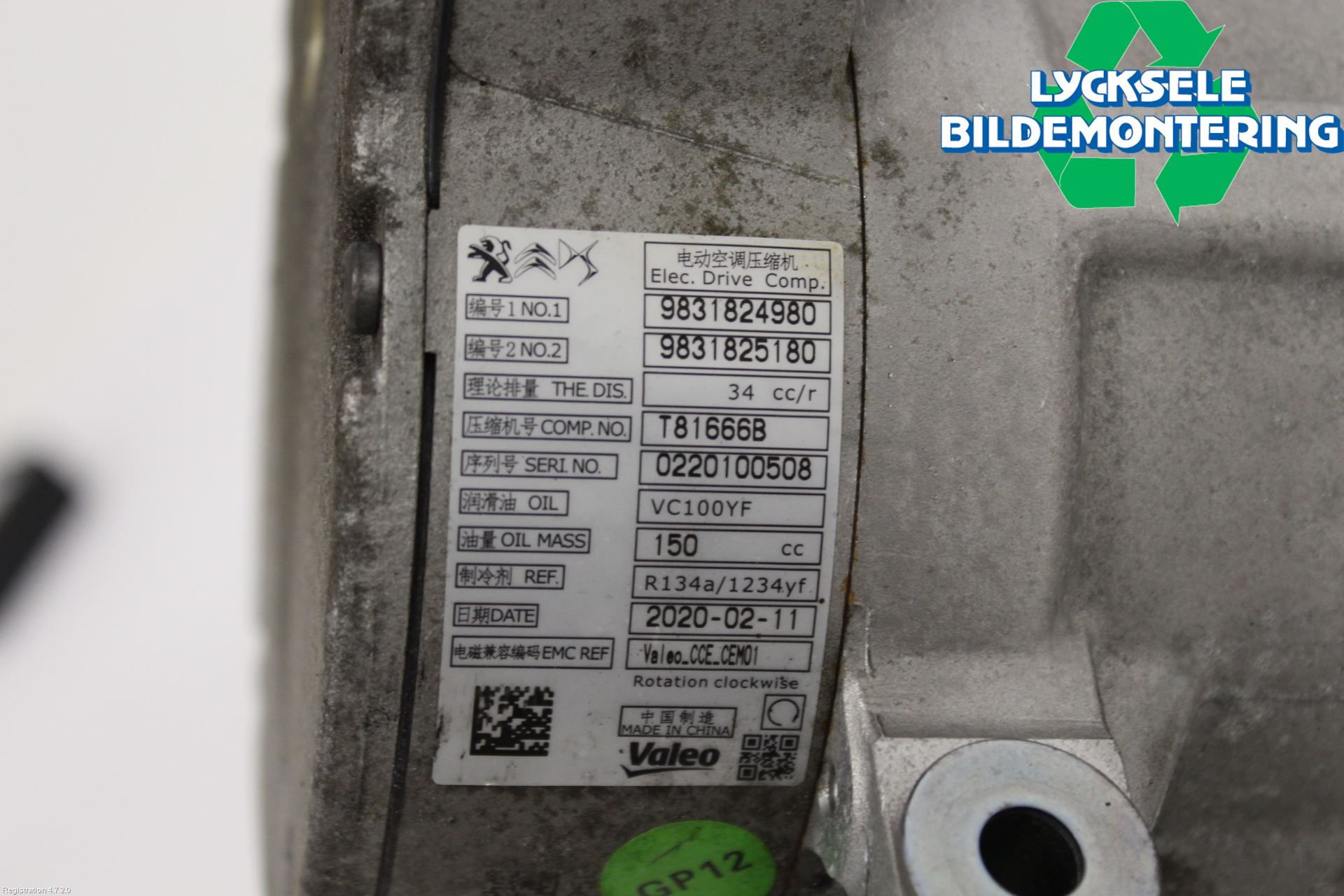 Peugeot 3008 17-24 Ac Kompressor