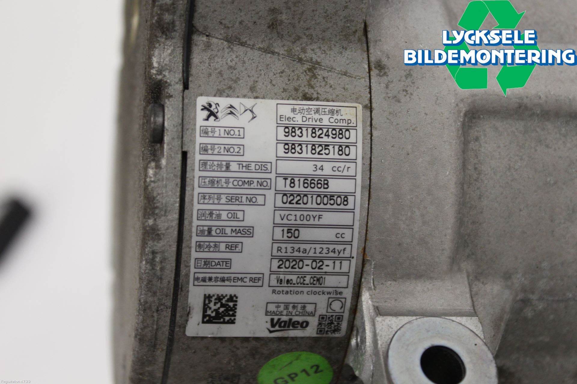 Peugeot 3008 17-24 Ac Kompressor