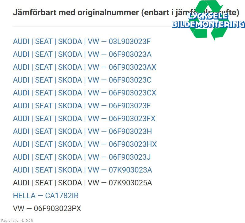 Volkswagen VW CADDY 11-15 Generator
