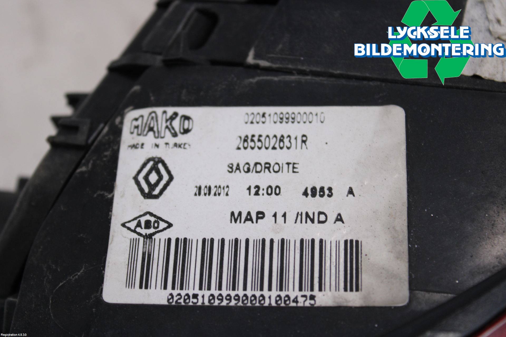 Renault CLIO IV 12-16 Bakljus Höger