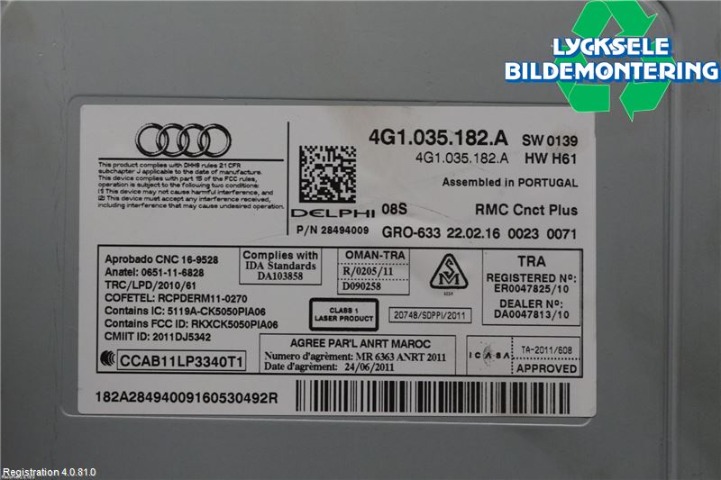 Audi A6 ALLROAD 12-18 Cd Radio - Multimediapanel