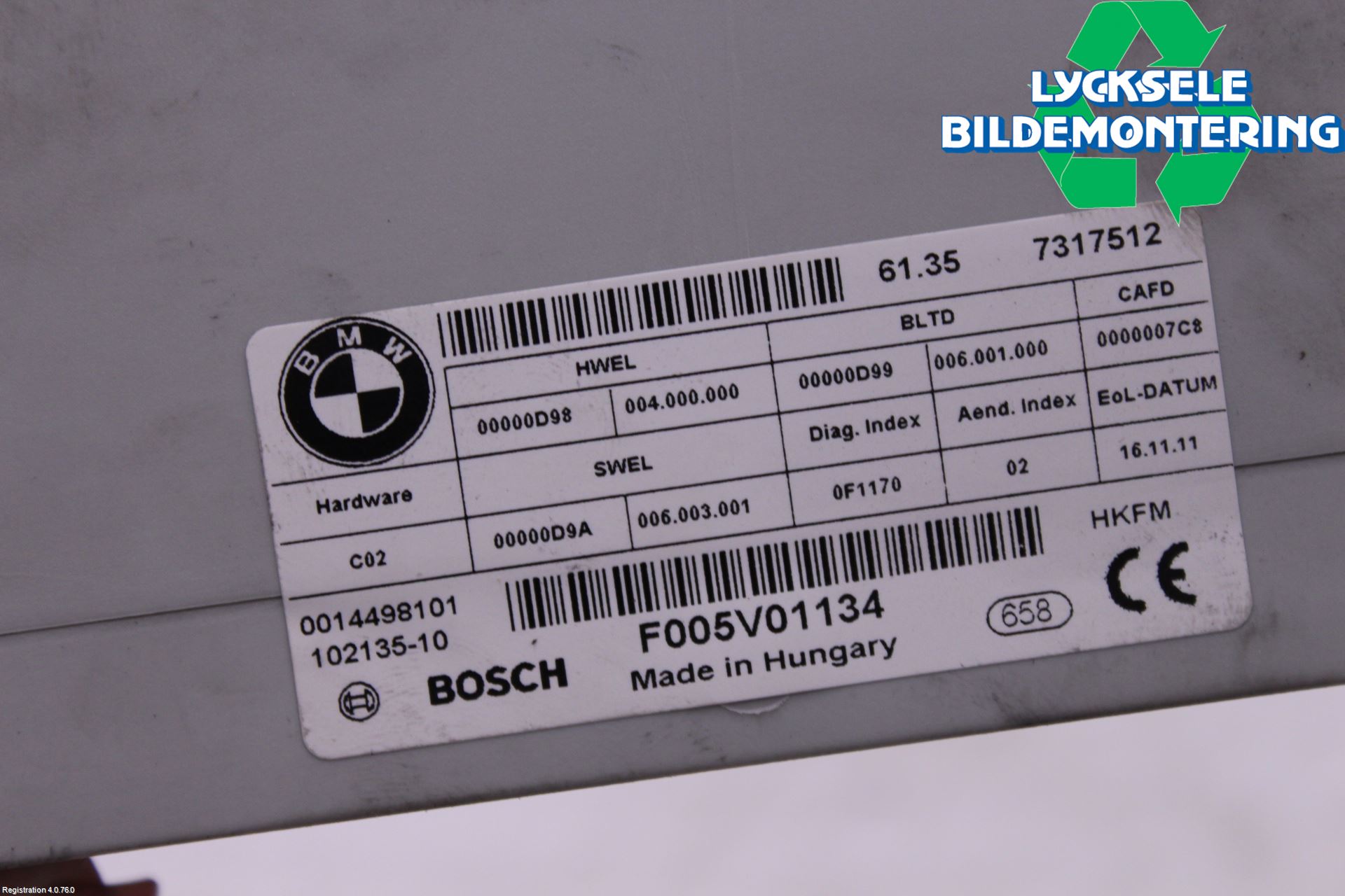 BMW 7 F01/02/03/04 09-15 Styrenhet Övrigt