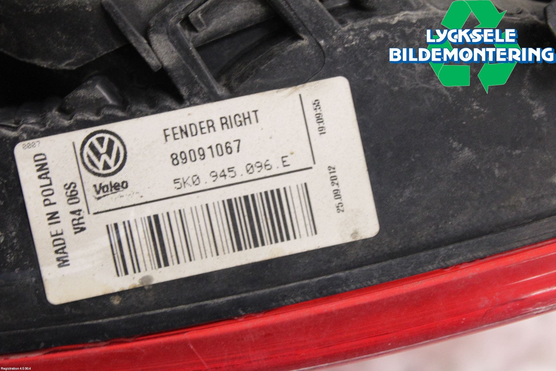 Volkswagen VW GOLF VI 09-13 Bakljus Höger