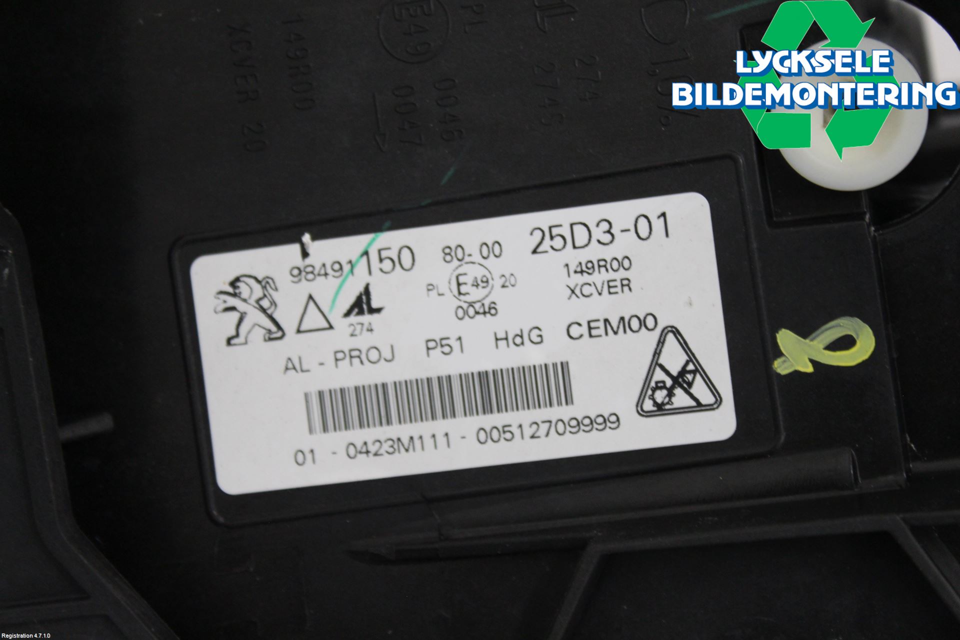 Peugeot 308/E-308 21- Strålkastare Vänster