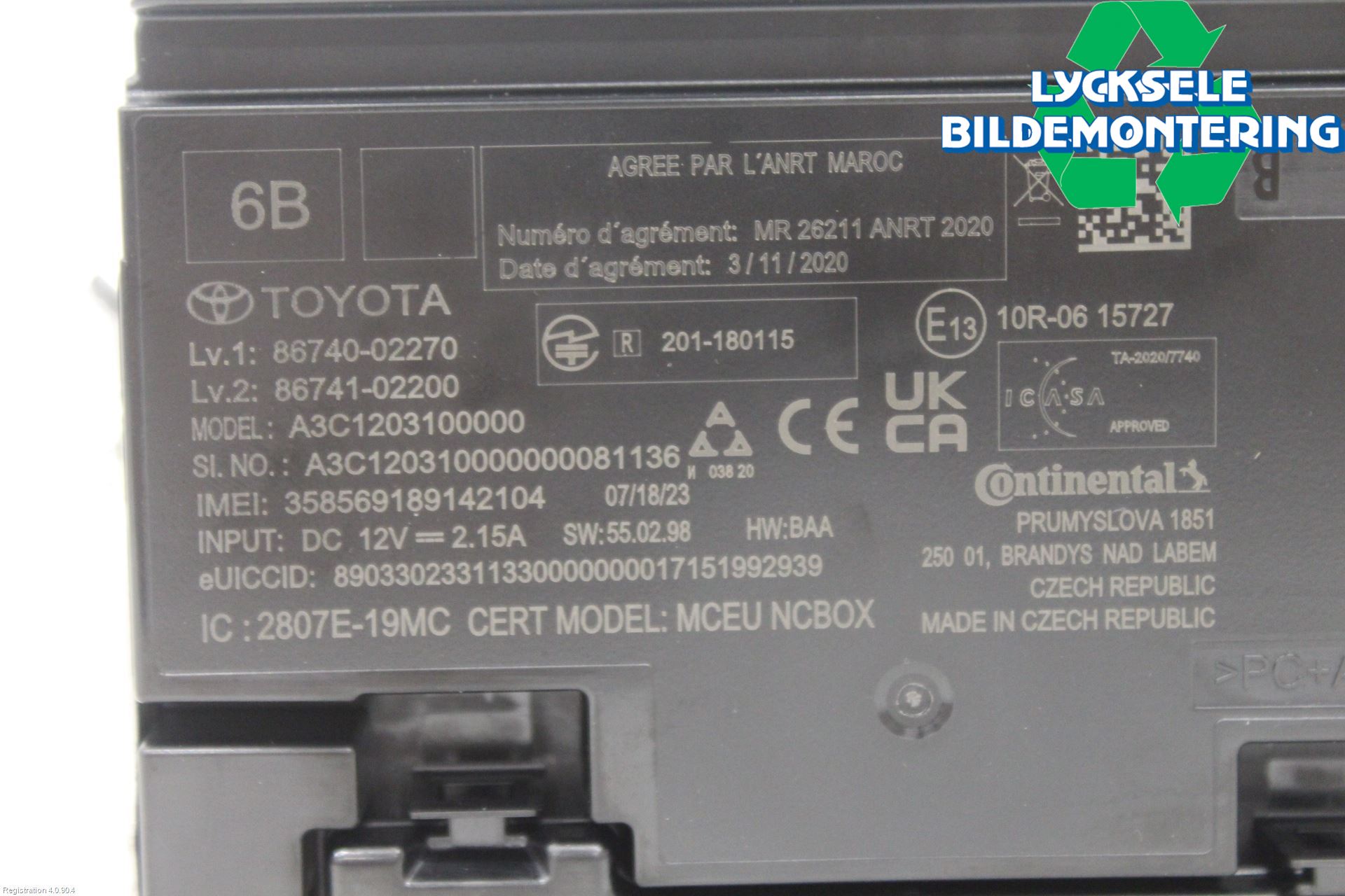 Toyota COROLLA 19- Styrenhet Övrigt