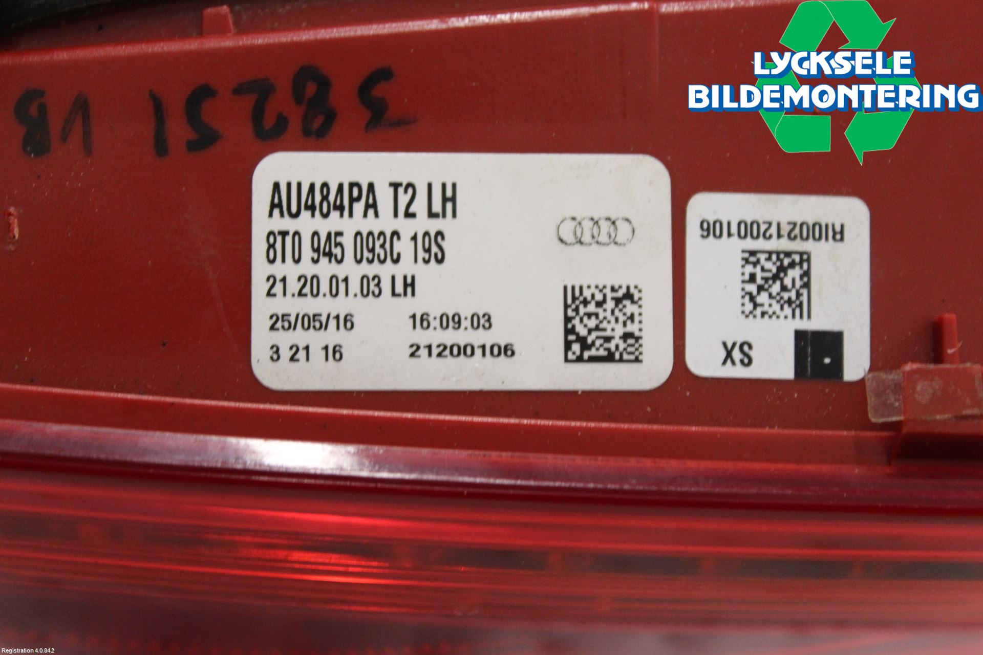 Audi A5 07-16 Bakljus Lucka Vä