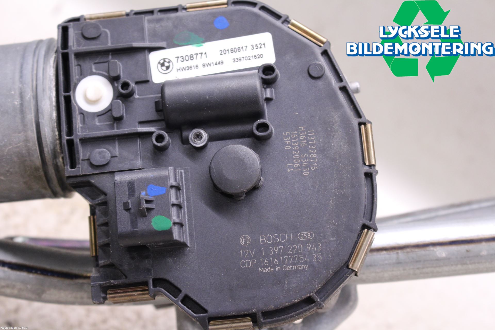 BMW 5 F10/F11/F18 09-17 Torkarmotor Vindruta
