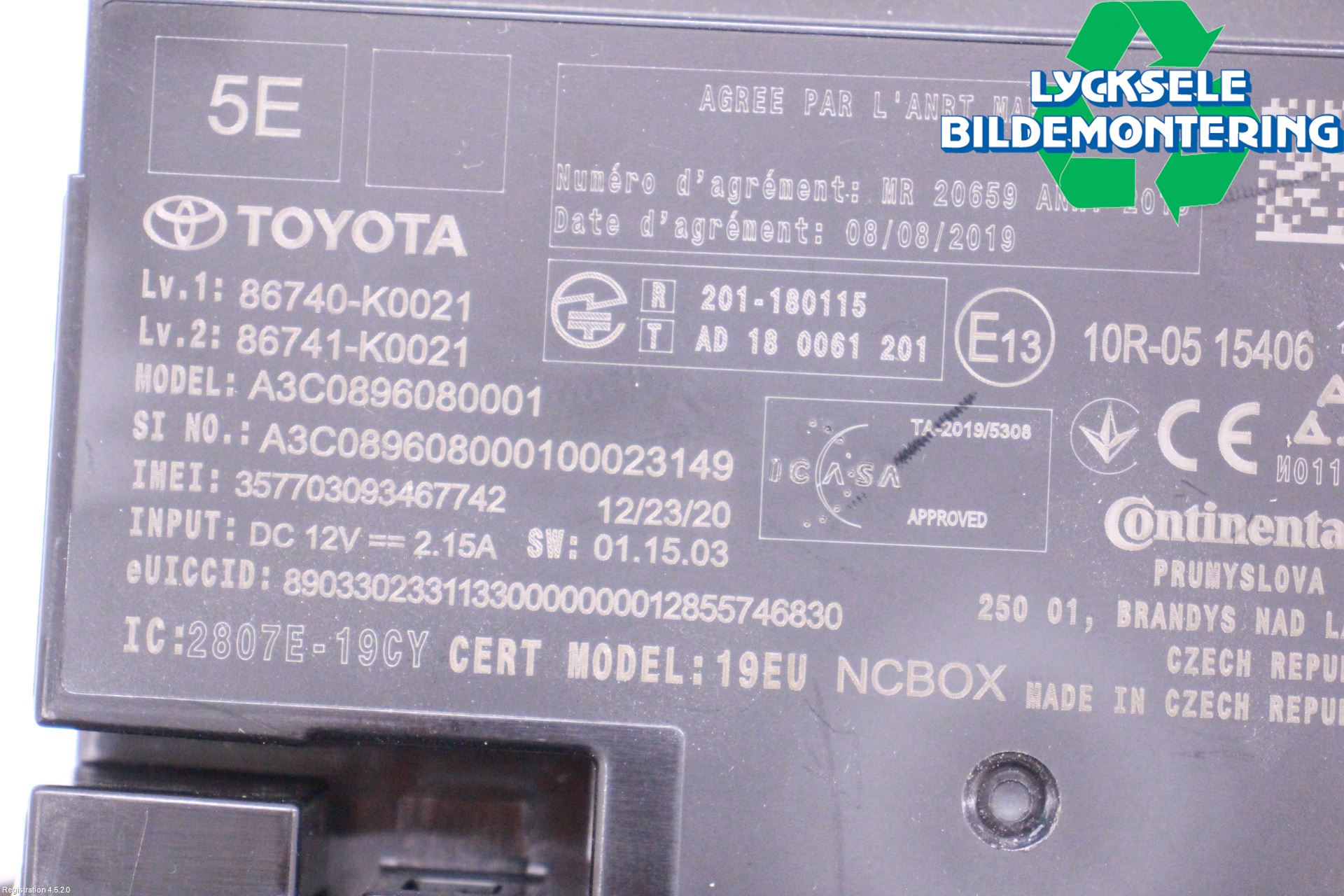 Toyota YARIS XP21 20- Styrenhet Övrigt