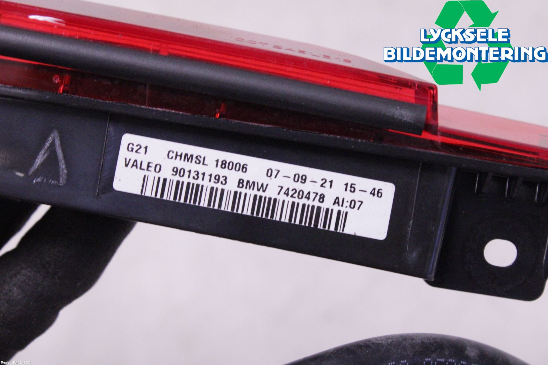 BMW 3 G20/G21/G80/G81 19- Bromsljus Bakruta