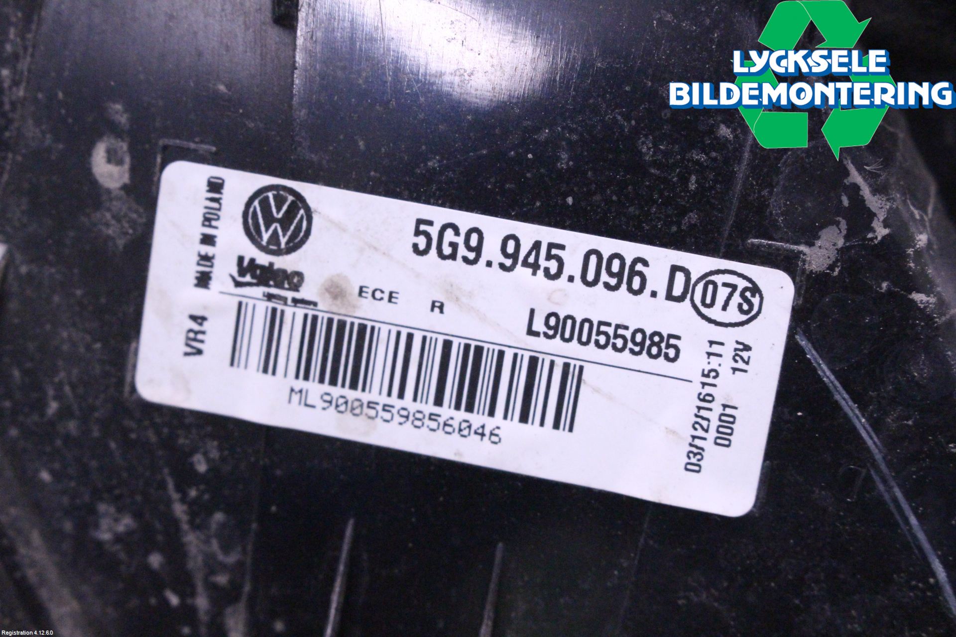 Volkswagen VW GOLF / E-GOLF VII 13-20 Bakljus Höger