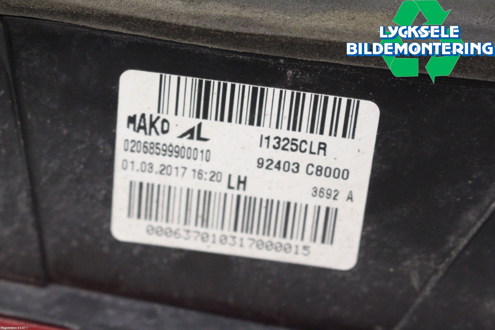 Hyundai i20 GB 15-20 Bakljus Lucka Vä