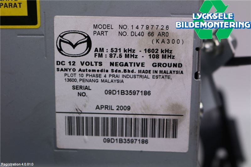 Mazda 2 (DE) 08-15 Cd Radio - Multimediapanel