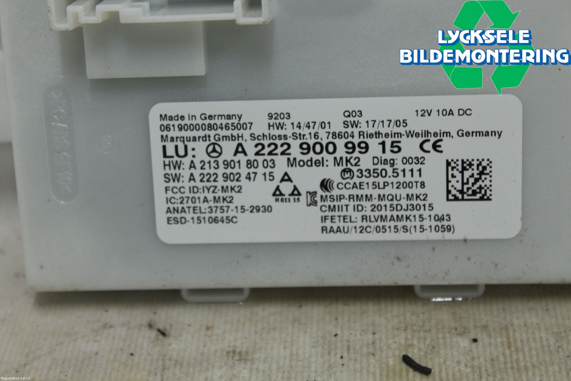 Mercedes-Benz MB C-KLASS (W205) 14-21 Styrenhet Nyckellöst System