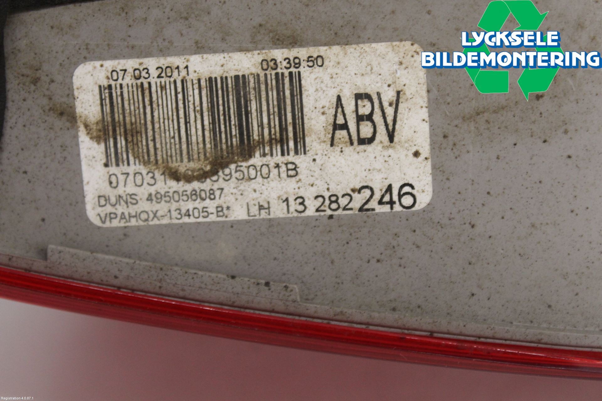 Opel ASTRA J 10-15 Bakljus Lucka Vä