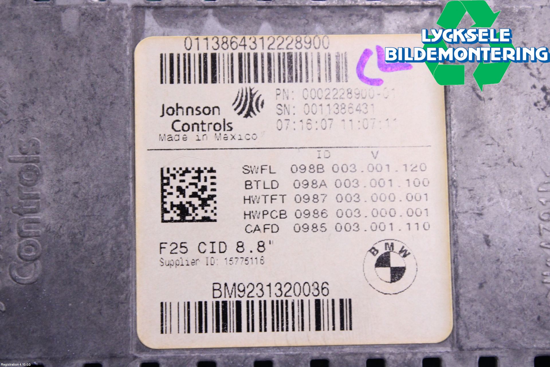 BMW X3 F25 10-17 Bildskärm