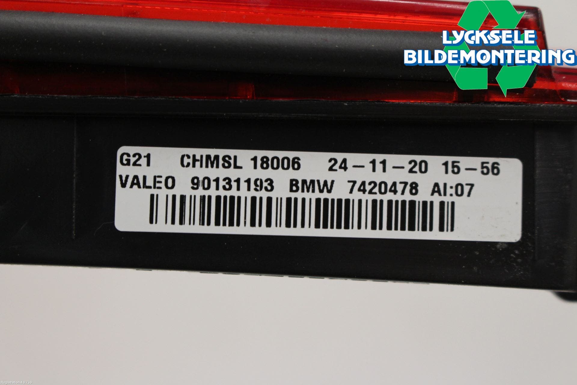 BMW 3 G20/G21/G80/G81 19- Bromsljus Bakruta