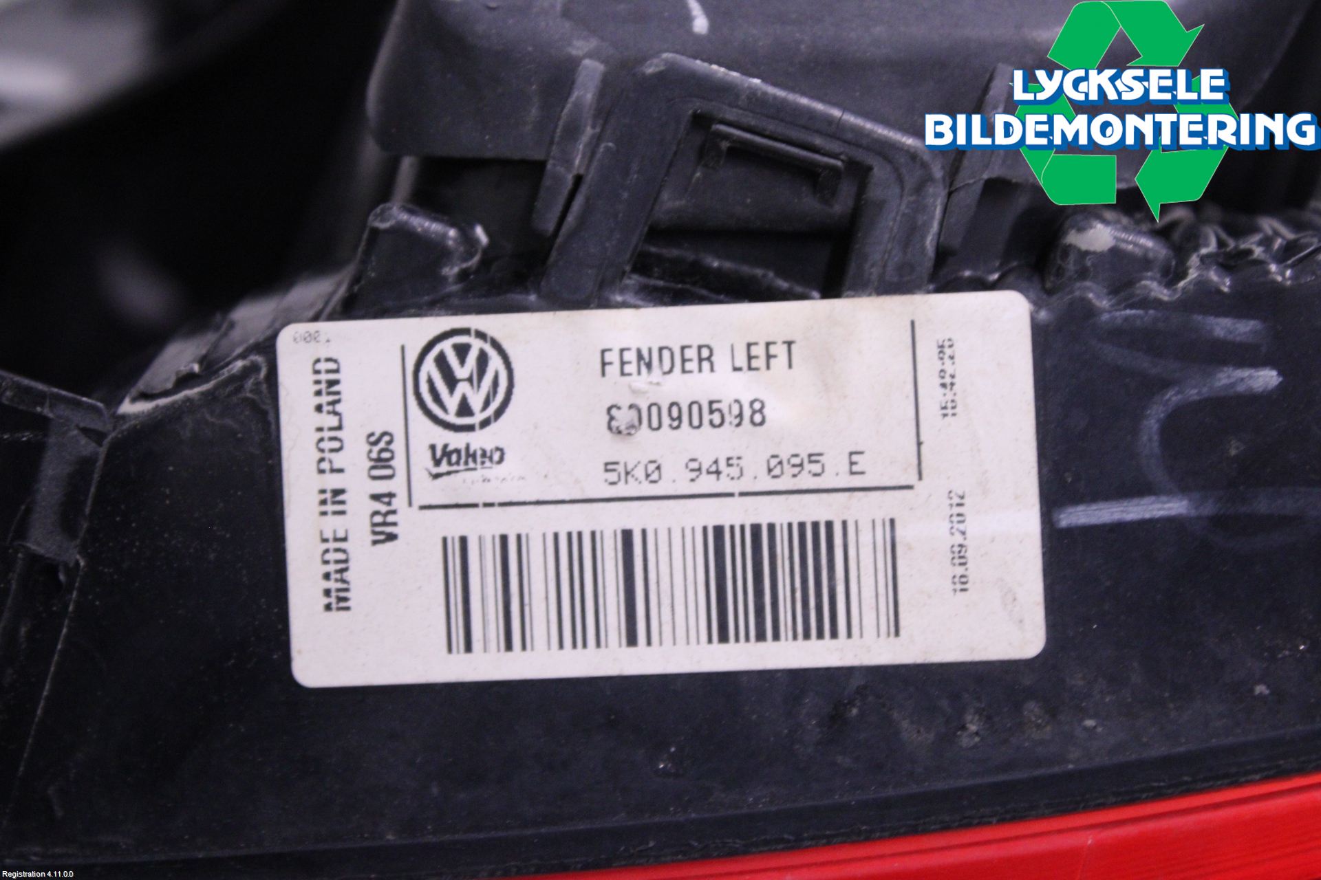 Volkswagen VW GOLF VI 09-13 Bakljus Vänster