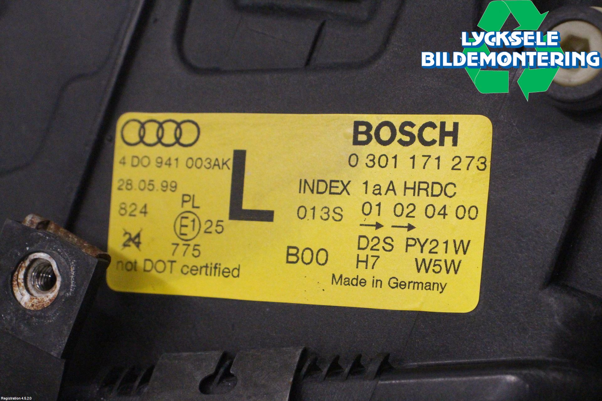 Audi A8/S8 4D 94-02 Strålkastare Vänster