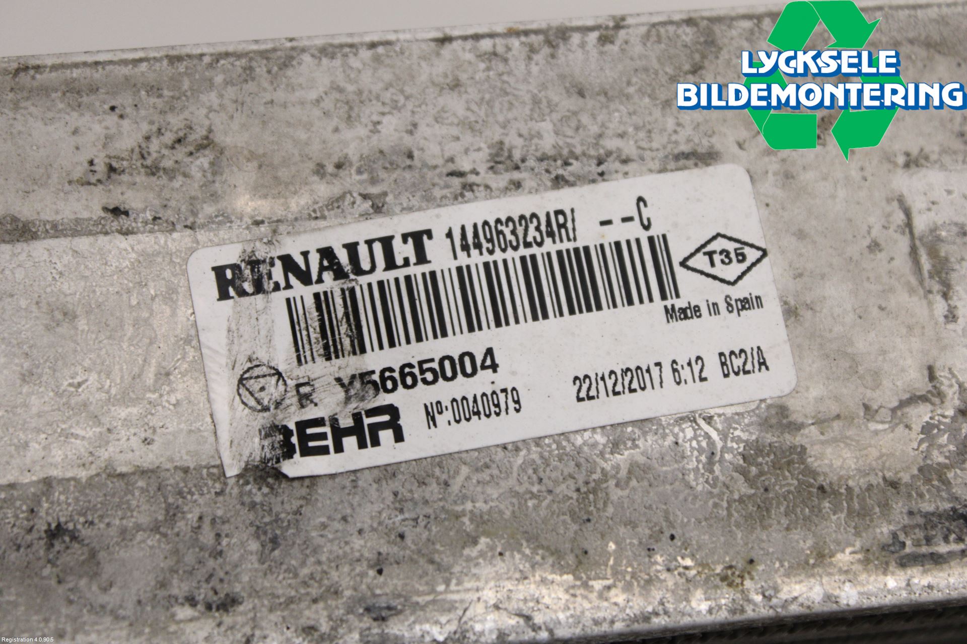 Renault KANGOO II 15-21 Laddluft-Intercooler Kyl