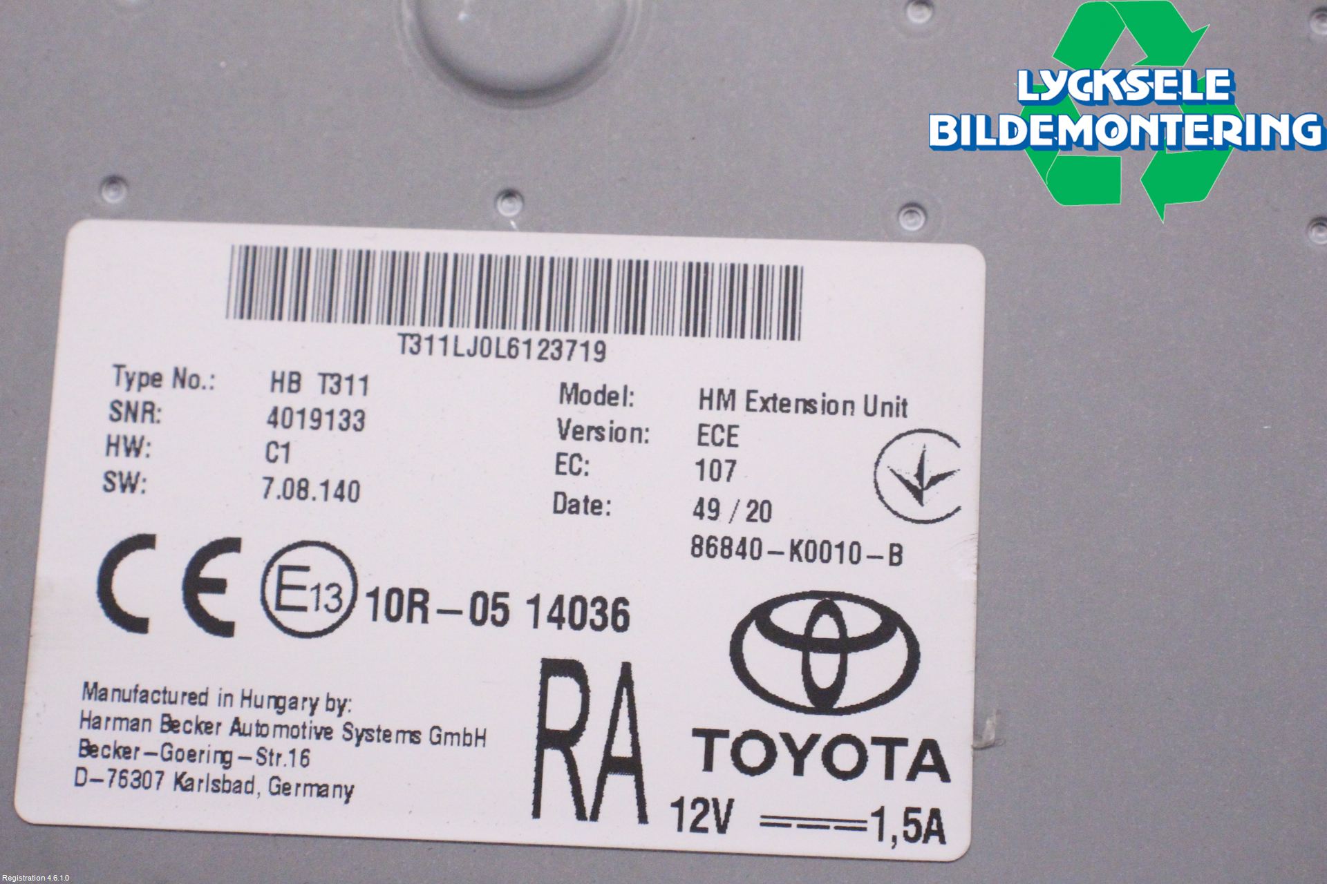 Toyota HILUX 16- Styrenhet Multimedia