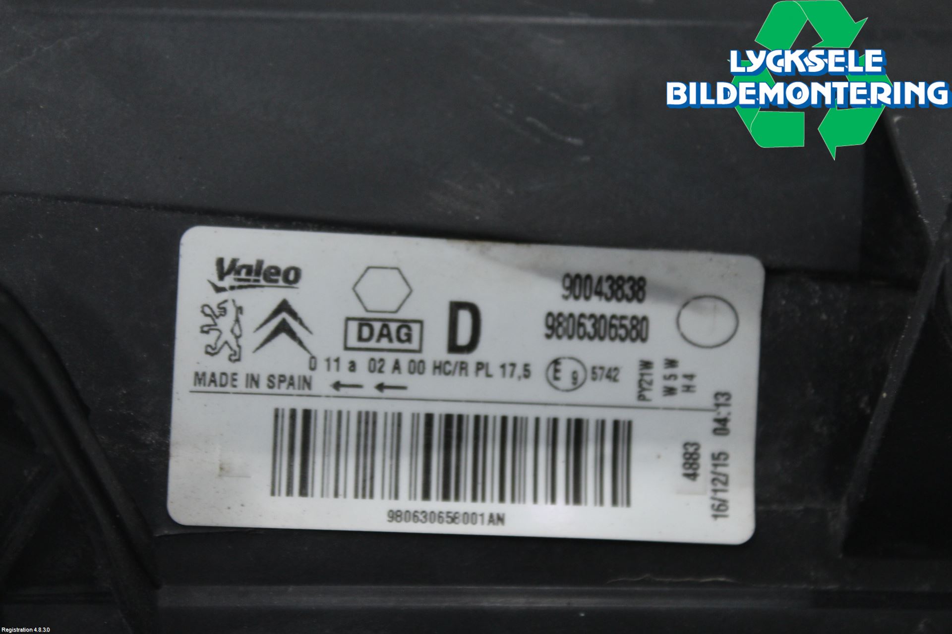 Citroen BERLINGO 08-18 Strålkastare Höger