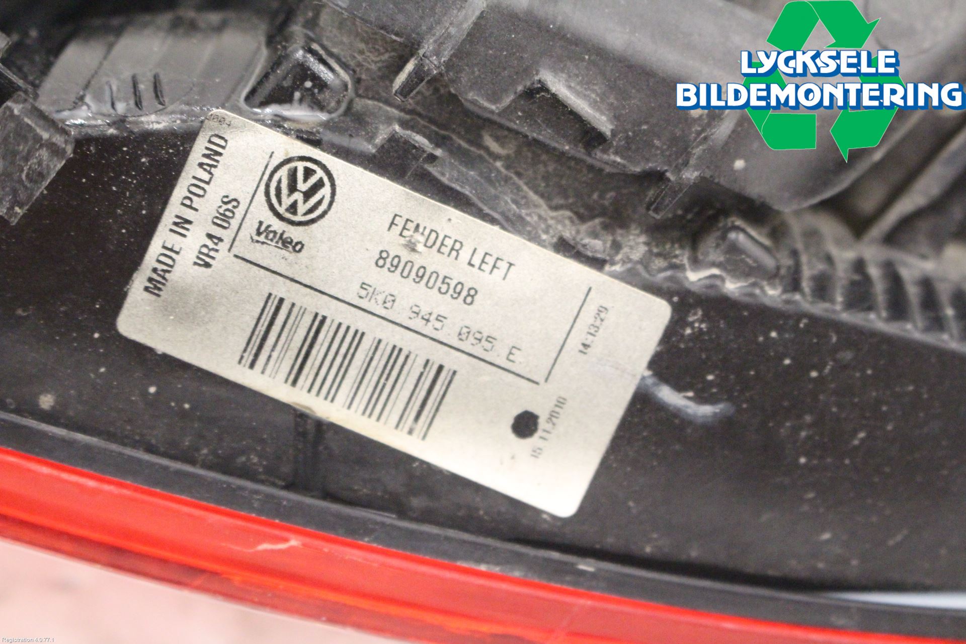 Volkswagen VW GOLF VI 09-13 Bakljus Vänster