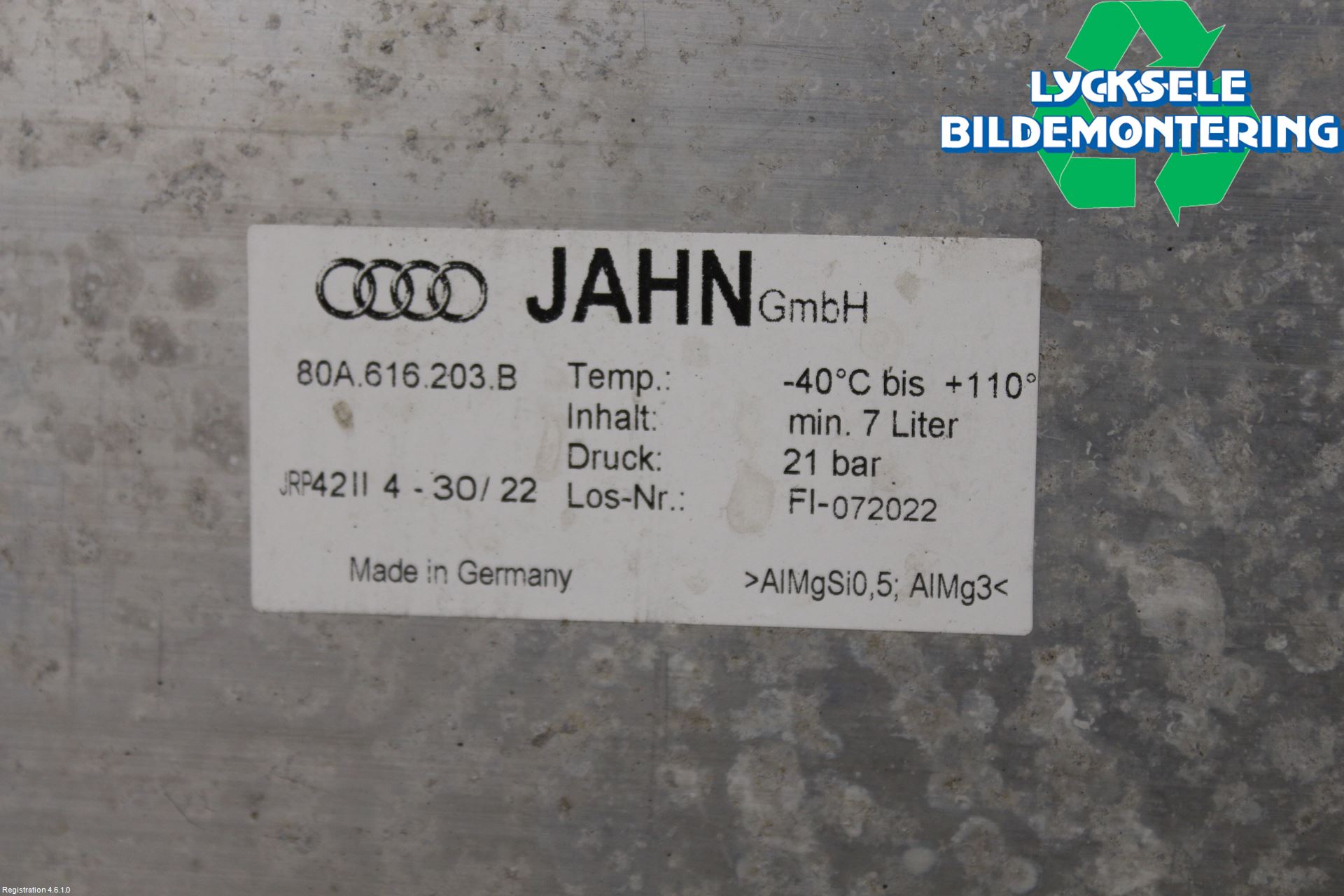 Audi Q5/SQ5 17- Nivå/Luftförändring Trycktank