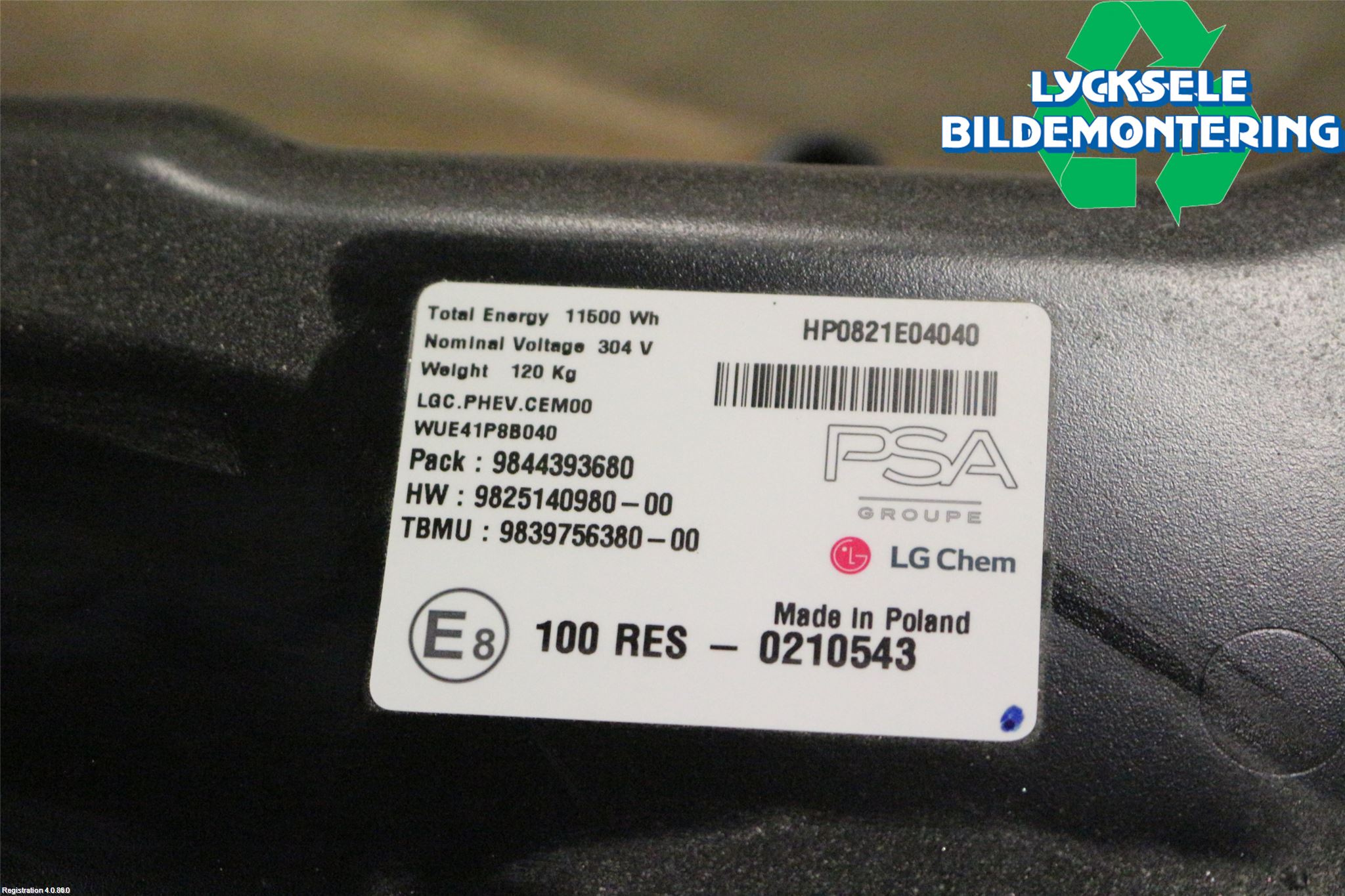 Peugeot 508 19- Batteri Högspänning