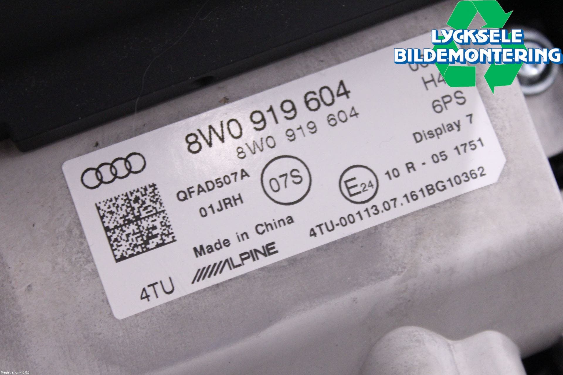 Audi A4/S4 B9 16-19 Kontrolldisplay