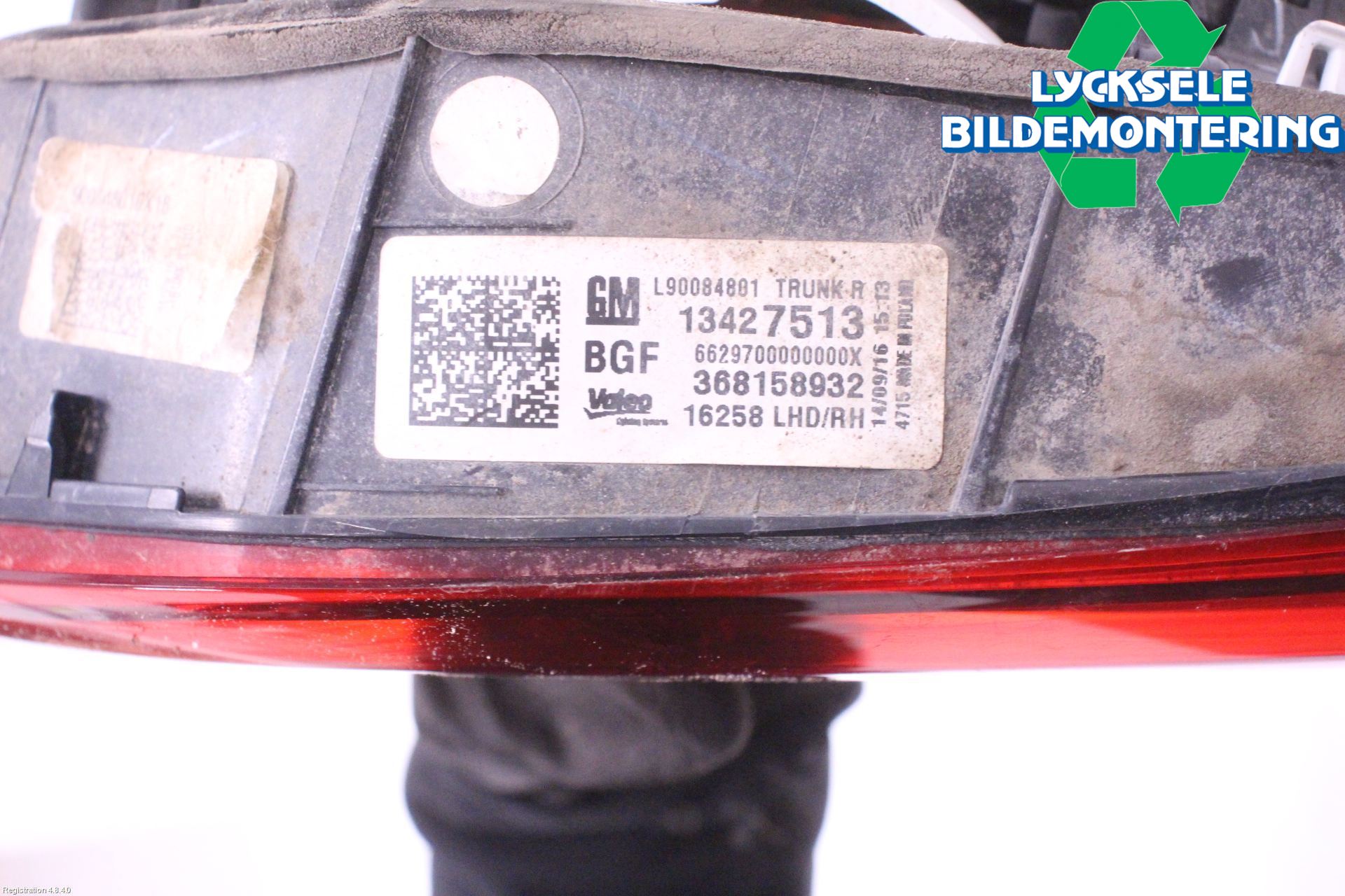 Opel ASTRA K 16-22 Bakljus Lucka Hö