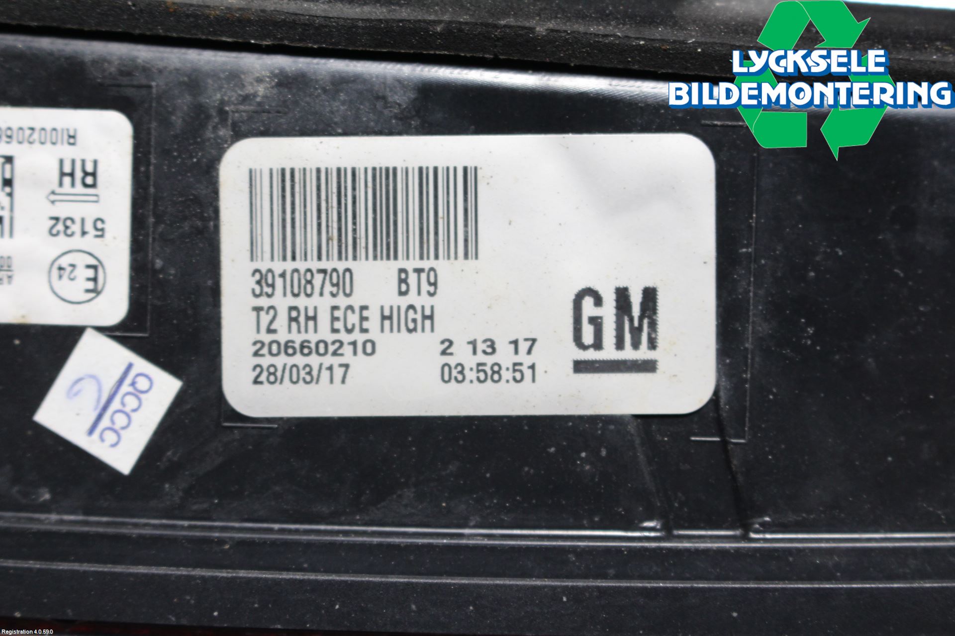 Opel INSIGNIA 17- Bakljus Lucka Hö