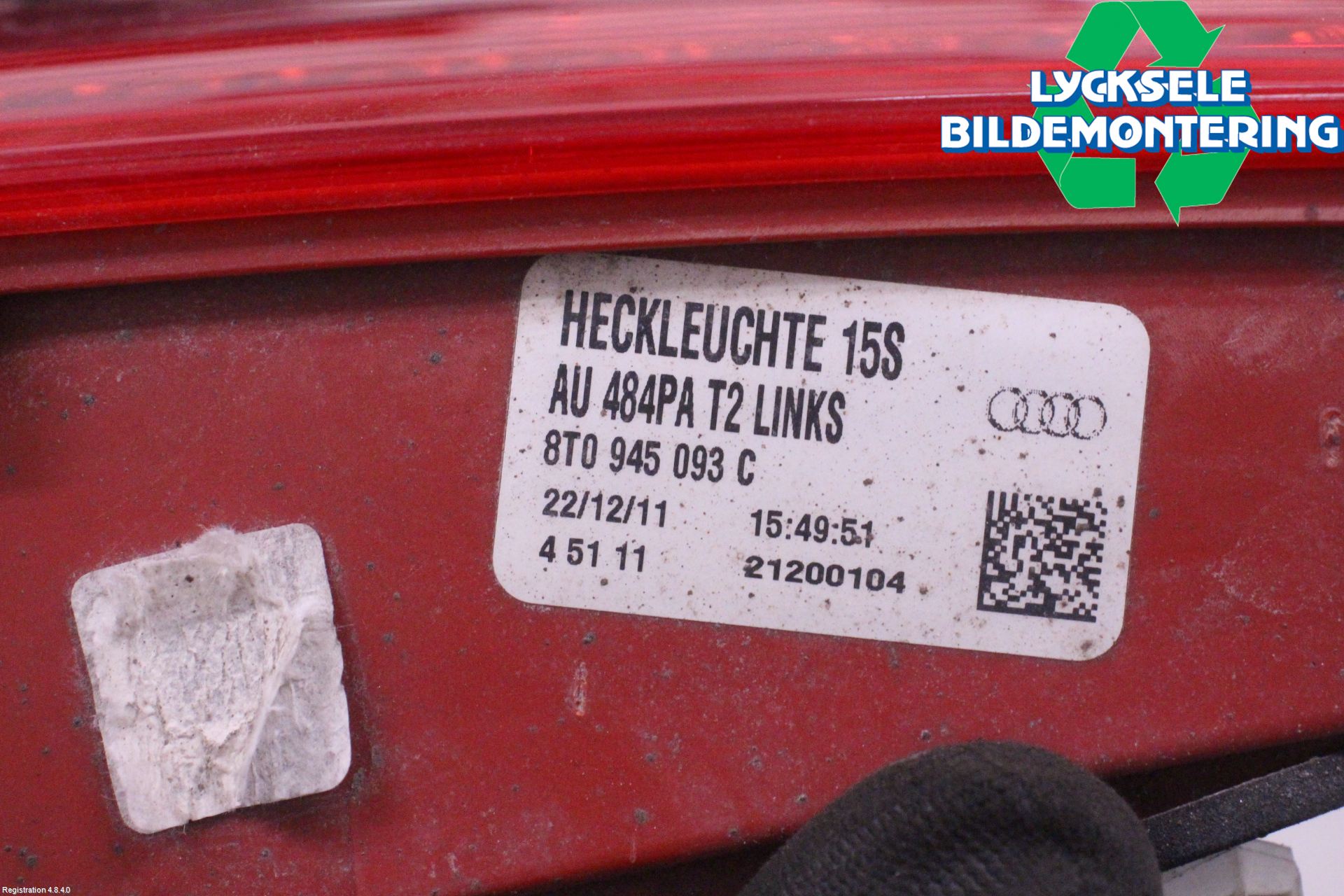 Audi A5 07-16 Bakljus Lucka Vä