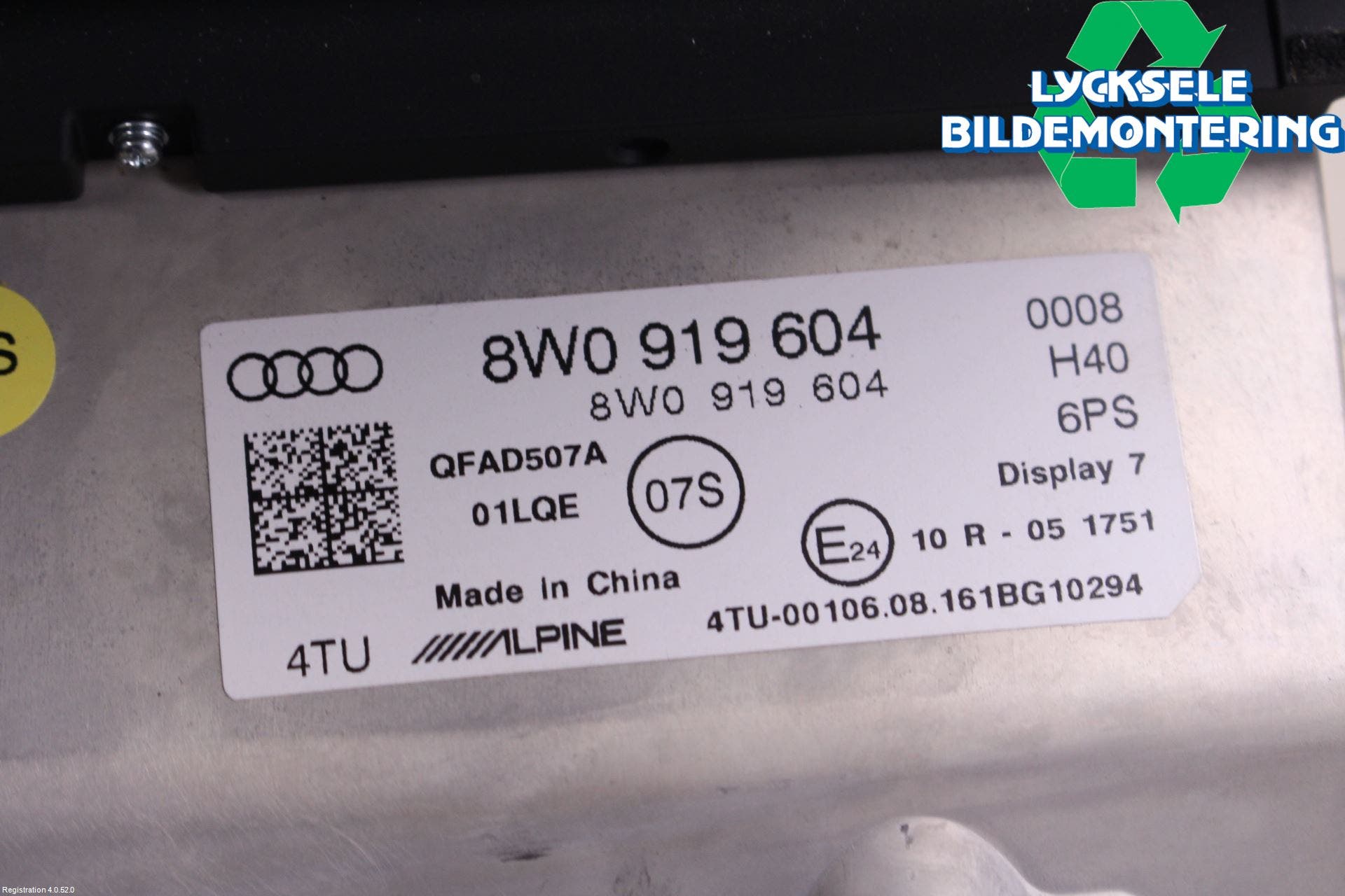 Audi A4/S4 B9 16-19 Bildskärm