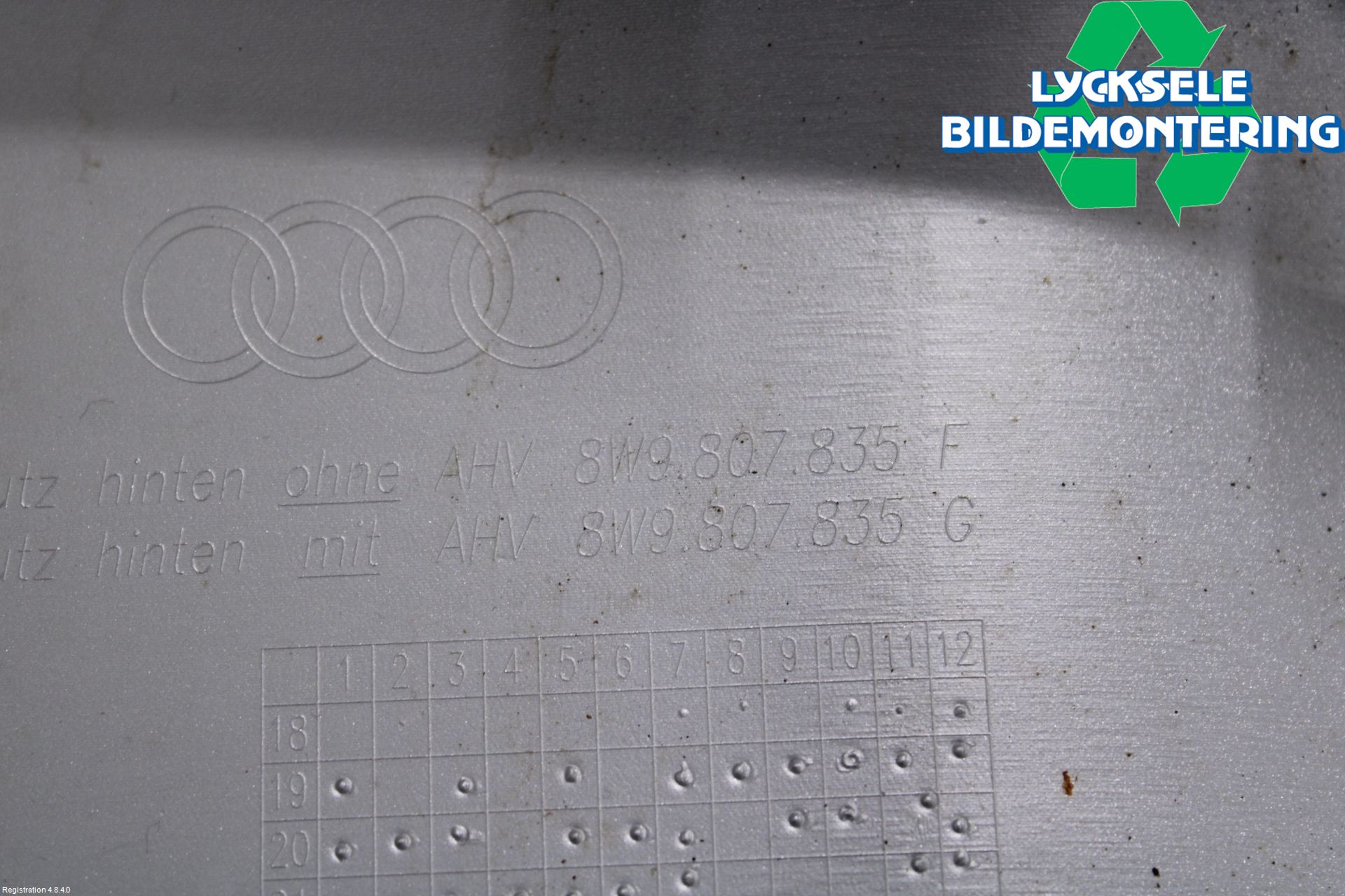 Audi A4/S4 B9 20- Stötfångardel Bak Mitt