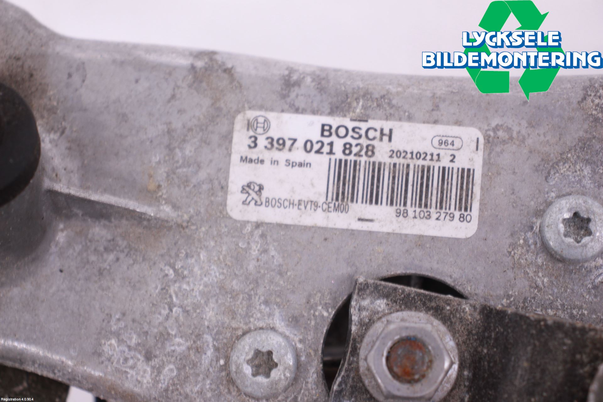 Peugeot 308 14-21 Torkarmekanism Vindruta